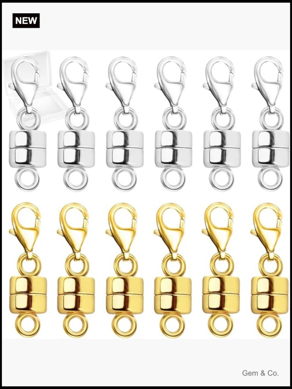 Magnetic Necklace Clasp Set, 12pcs Brass Jewelry Clasps for Bracelet Making,